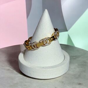 CC Stamped Upcycled Gold and Silver Bangle Bracelet